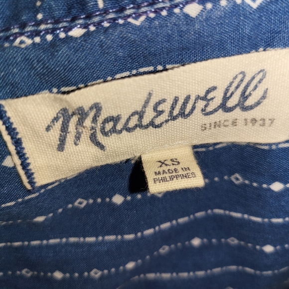 Madewell Sleeveless Chambray Denim Blue Button-up Top with Mandarin Collar XS - Picture 4 of 4